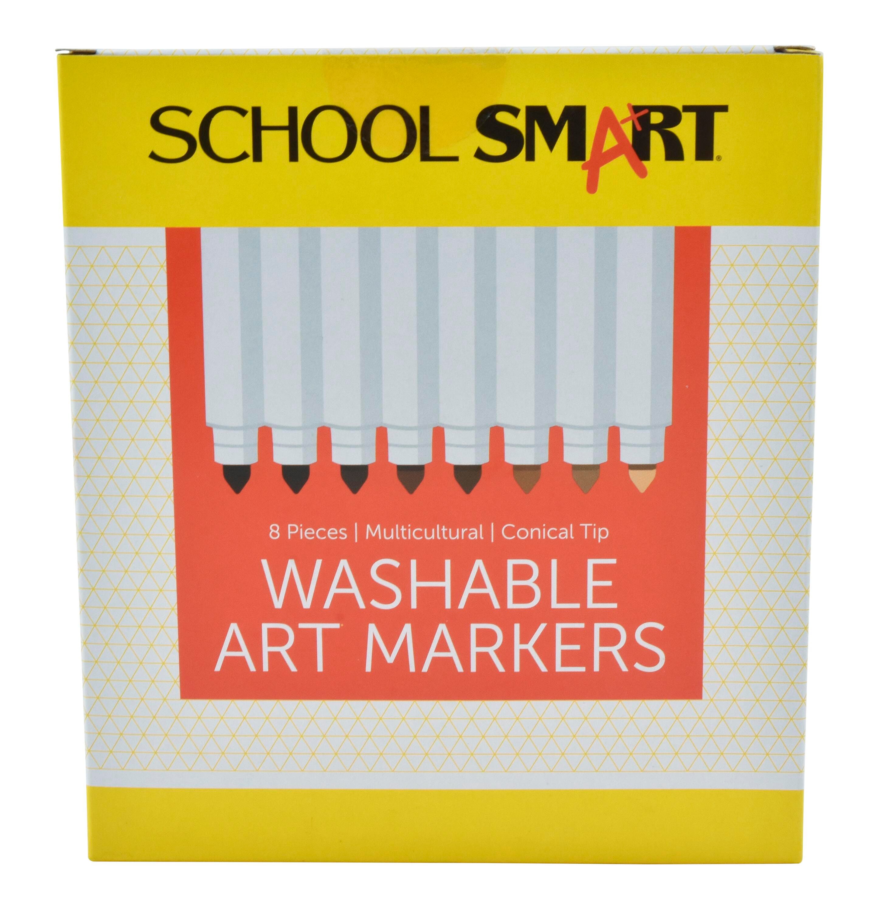 School Smart Washable Markers, Conical Tip, Assorted Skin Tone Colors, Pack of 8 2091260